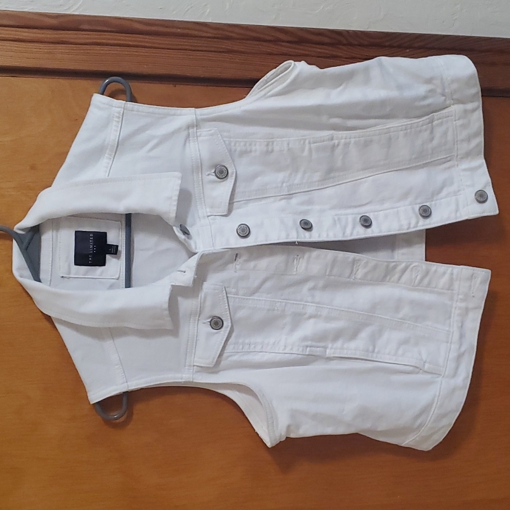 The Limited White Denim Vest